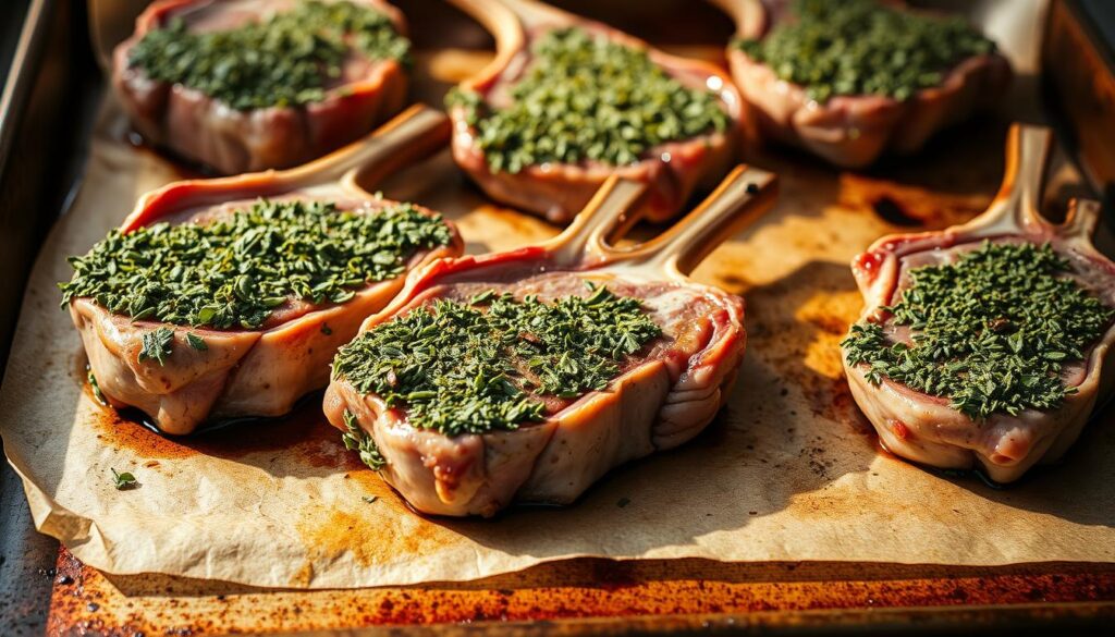 Seasoned Lamb Chops Ready for Roasting Seasoned Lamb Chops Ready for Roasting